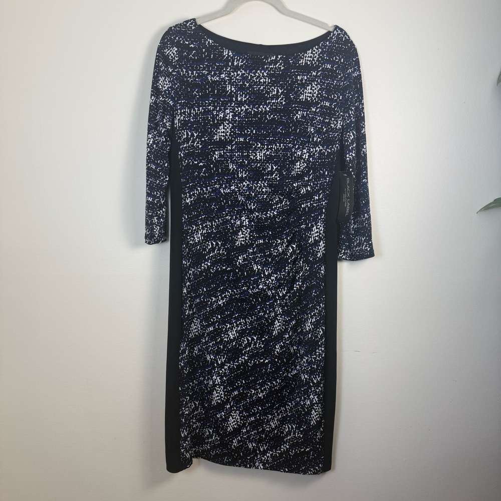 Black‎ Label by Evan-Picone Womens White Patterned Dress sz 12 Bodycon Stretch
